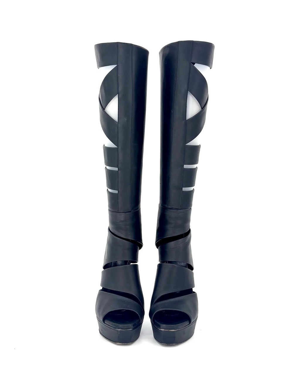 Gucci SS2010 Helena Babylon Cutout Bondage Knee High Platform Boots Sandals 37.5 - Picture 5 of 12